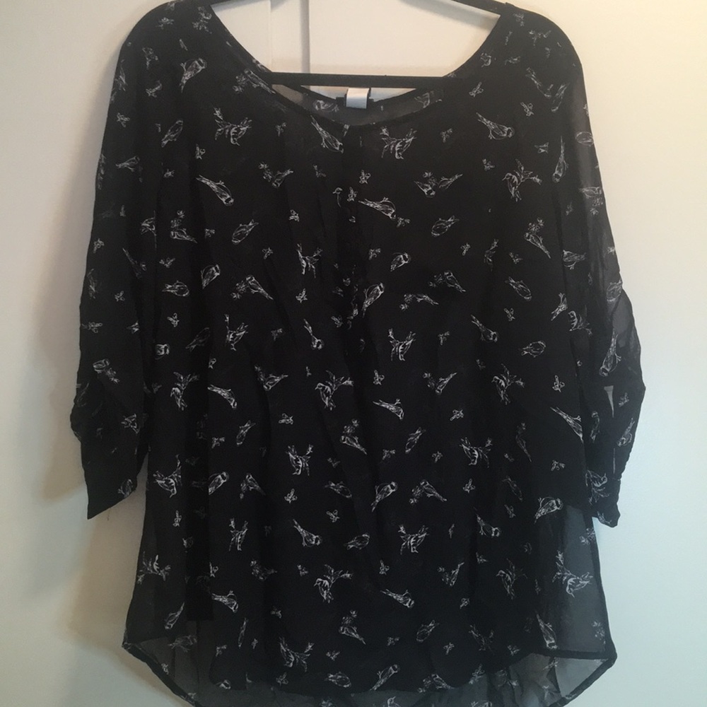 Torrid bird print sheer blouse size 2